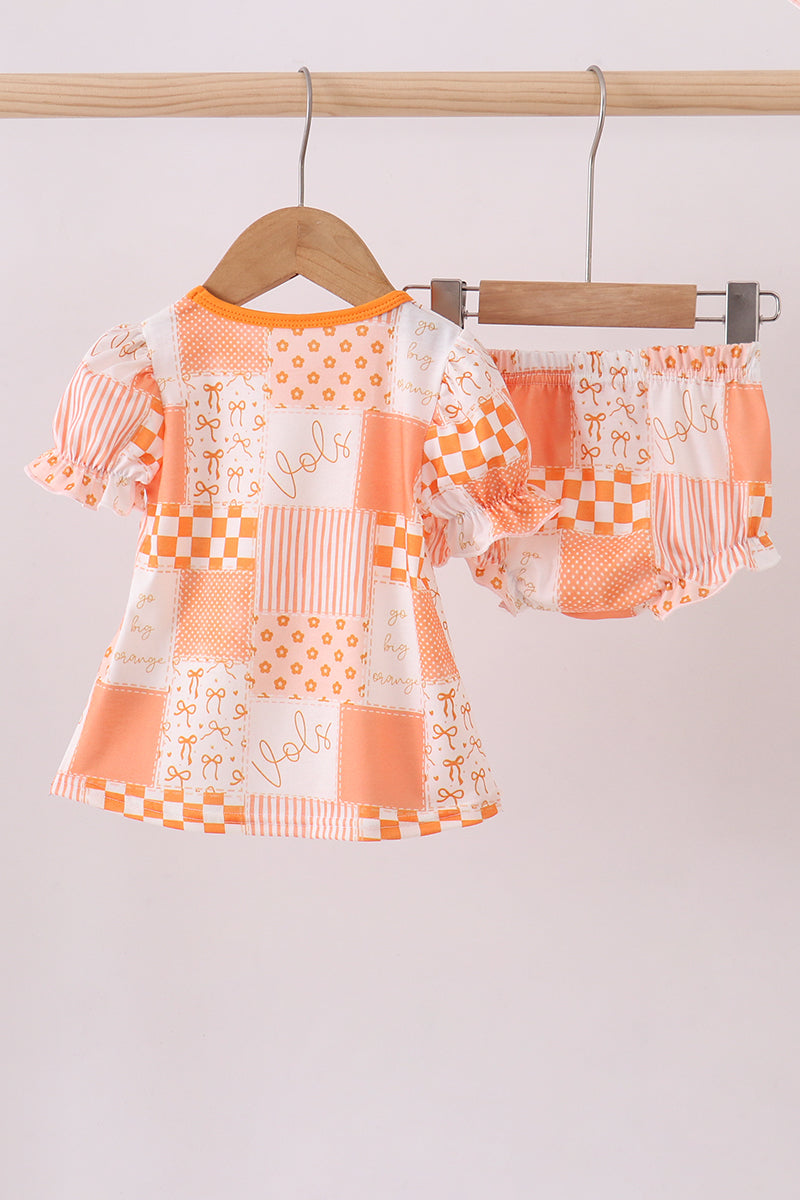 Orange Tennessee patchwork bloomer set