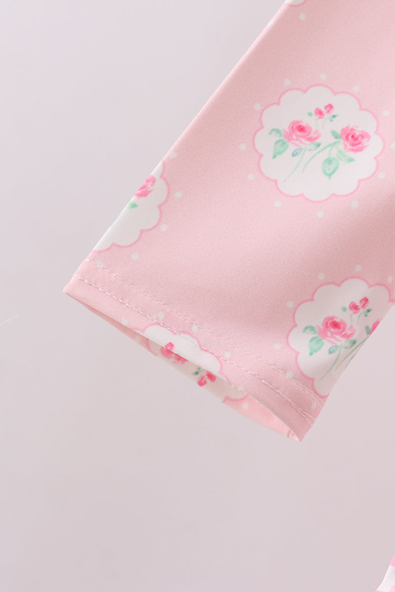 Pink rose ruffle rashguard