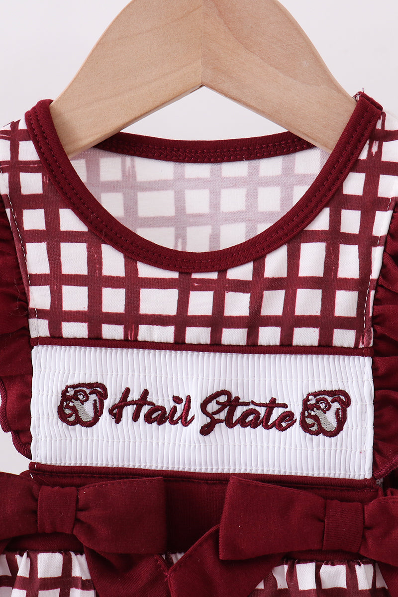 Mississippi Hail State smocked ruffle gingham bubble