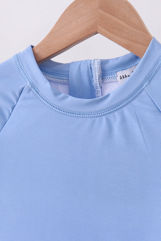 Blue long sleeve swim top