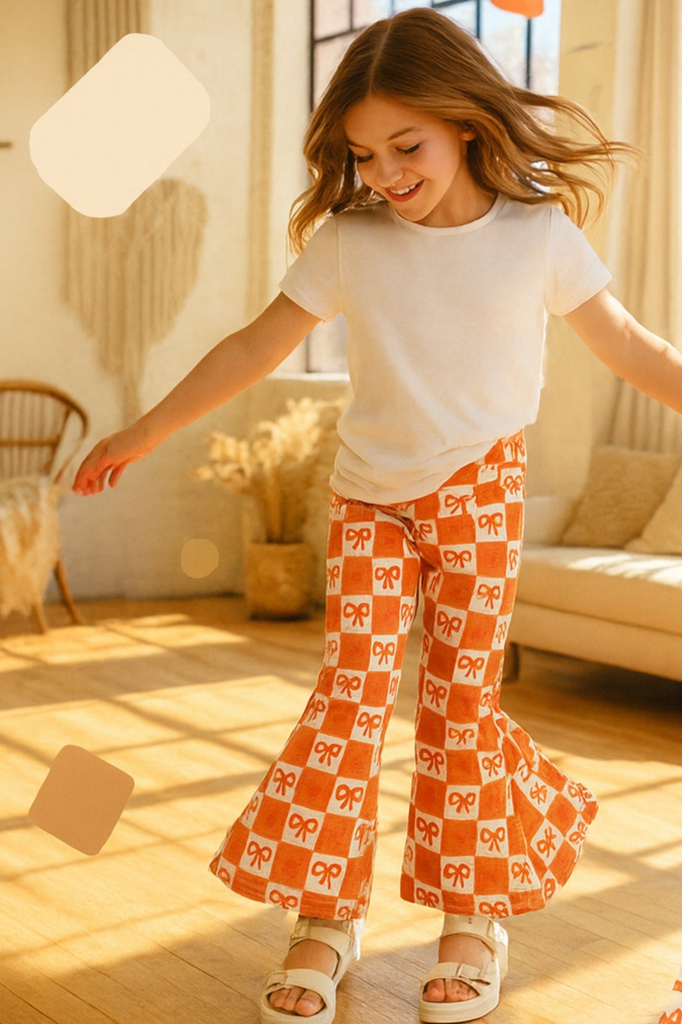 orange-bow-plaid-flare-pants